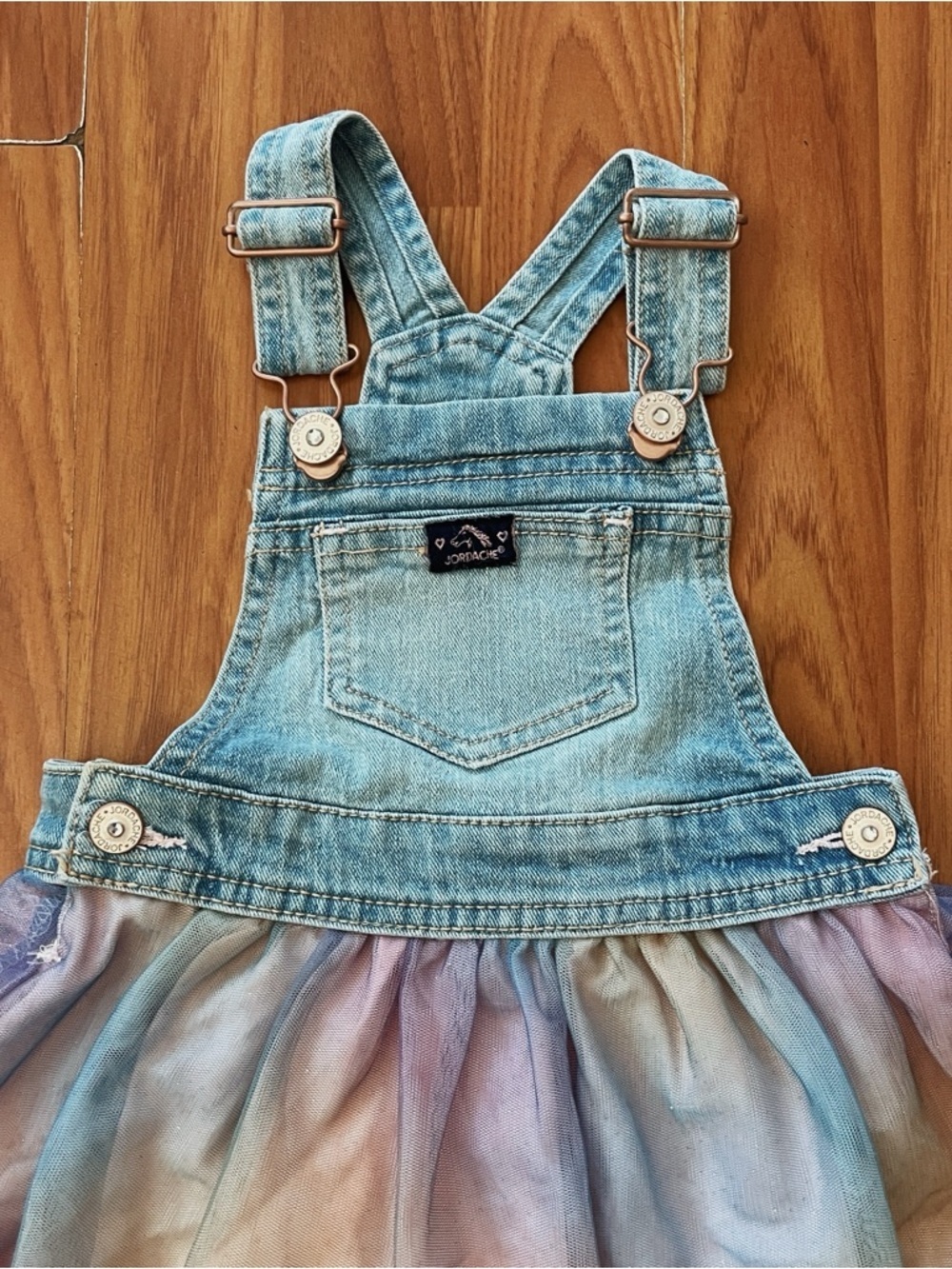 Jordache Toddler Dress Size 2T Blue Light Denim Overall A-Line Tutu Skirt Fairy - Picture 2 of 8